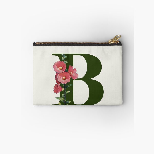 Item preview, Letter B Initial with Pink Hollyhock Flowers Alphabet designed and sold by JoyfulWhimsy.