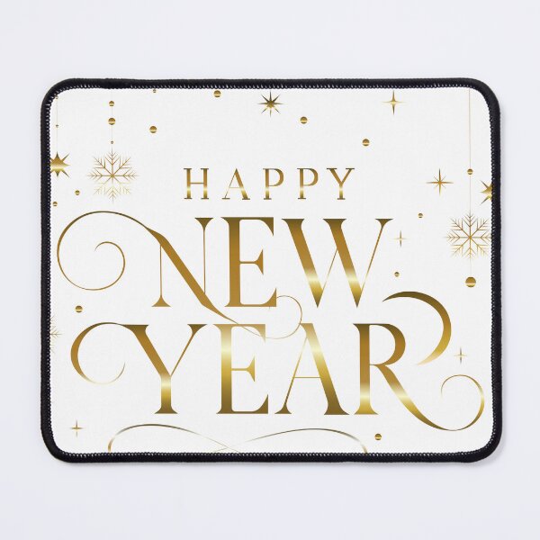 Item preview, Elegant Gold Happy New Year Calligraphy with Snowflakes and Stars designed and sold by DoveArtDesigns.