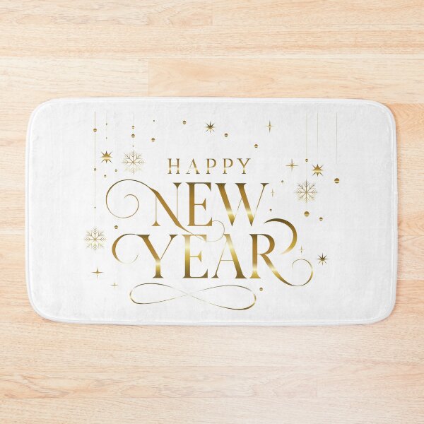 Item preview, Elegant Gold Happy New Year Calligraphy with Snowflakes and Stars designed and sold by DoveArtDesigns.