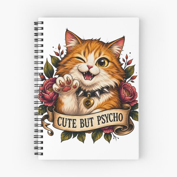 Item preview, Funny cat: Cute but psycho cat with flowers designed and sold by Serenelyart.