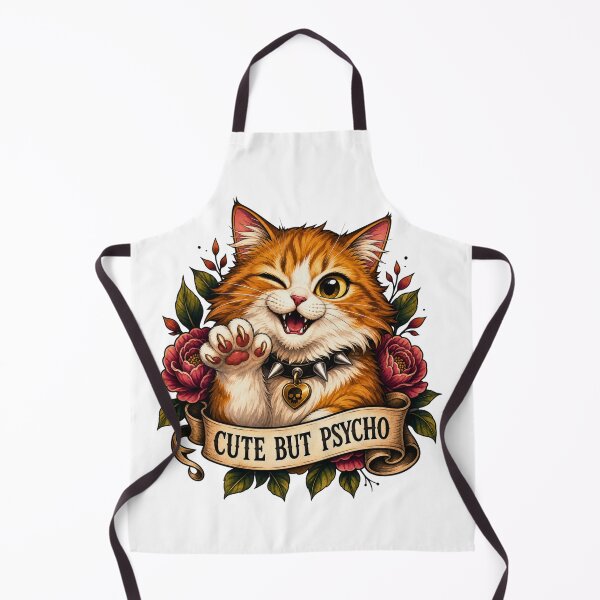 Item preview, Funny cat: Cute but psycho cat with flowers designed and sold by Serenelyart.