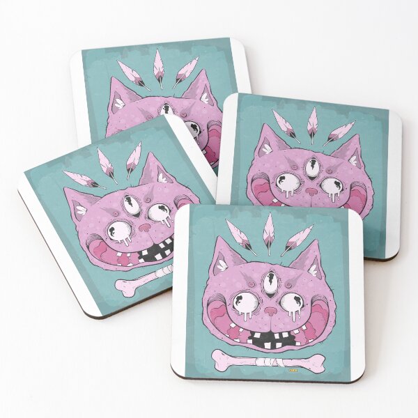 Item preview, Creepy Pink Cat with Bone Art designed and sold by DRP-art.