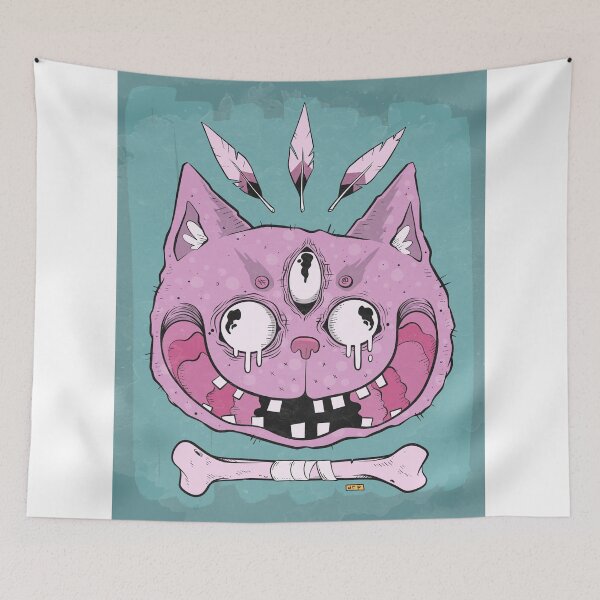 Item preview, Creepy Pink Cat with Bone Art designed and sold by DRP-art.