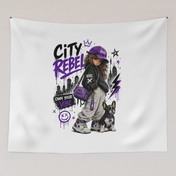 Item preview, City Rebel Girl – Purple Urban Streetwear designed and sold by Onviton.