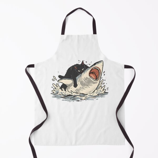 Item preview, Funny Black Cat Riding Shark Ocean Adventure Retro Animal Graphic designed and sold by Kerryberri.
