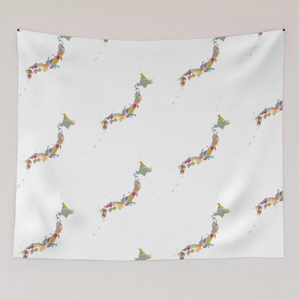 Item preview, Muted Multicolour Japan Map - Colourful Prefectures Line Art designed and sold by iampaulmorris.