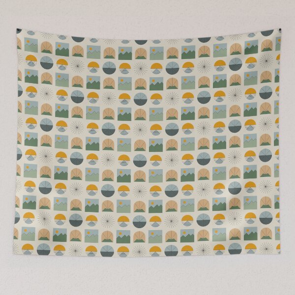 Item preview, Nordic Sun & Mountain Pattern – Minimal Scandinavian Geometric Seamless Design designed and sold by Tamas Das.