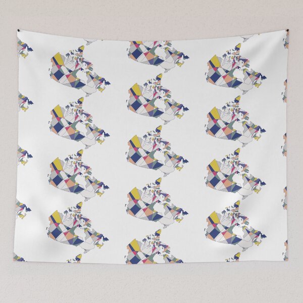 Item preview, Blue & Beige Shard Canada Map - Colourful Provinces Line Art designed and sold by iampaulmorris.