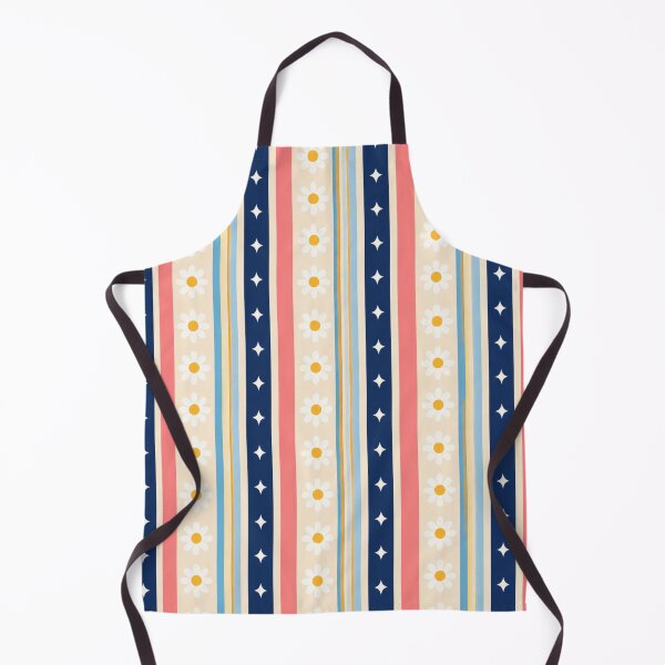 Item preview, Retro Daisy Stripe Pattern – Navy, Coral, Blue & Gold Floral Design designed and sold by CreativeCharmCo.