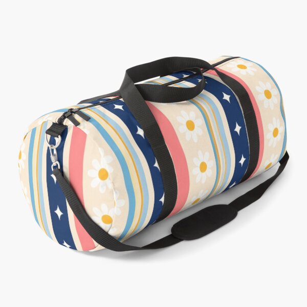 Item preview, Retro Daisy Stripe Pattern – Navy, Coral, Blue & Gold Floral Design designed and sold by CreativeCharmCo.