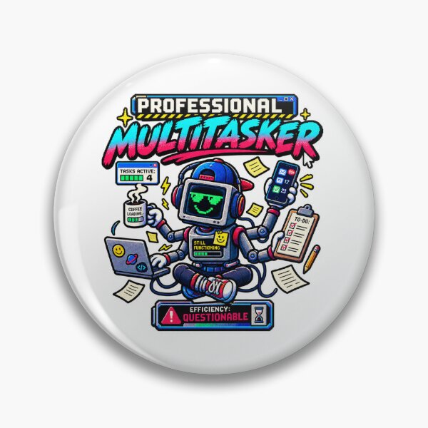 Item preview, Professional Multitasker – Retro Pixel Work Humor designed and sold by Mad Factory Designs.