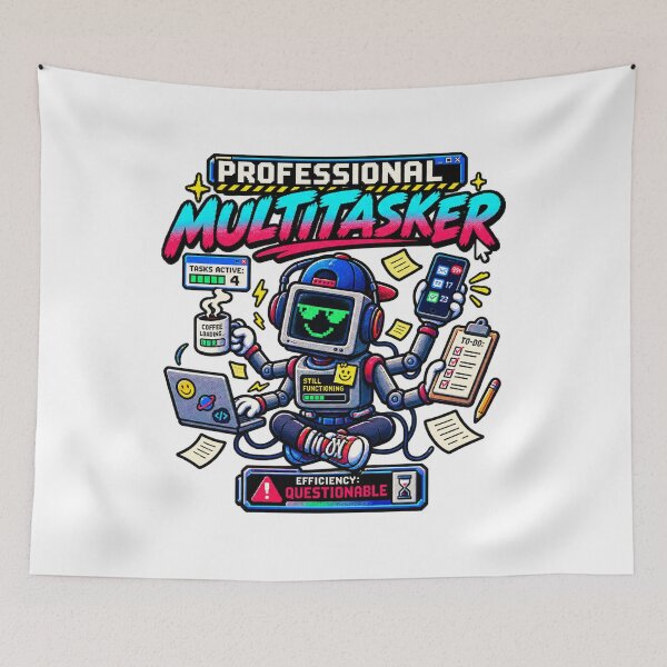 Item preview, Professional Multitasker – Retro Pixel Work Humor designed and sold by Mad Factory Designs.