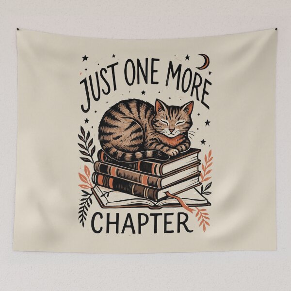Item preview, Just One More Chapter Cozy Cat Book Lover Linocut Art designed and sold by Design_Your_Day.