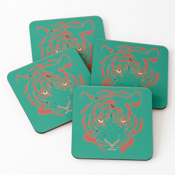 Item preview, Green & Red Tiger Face - Bold Two-Tone Pop Art designed and sold by iampaulmorris.