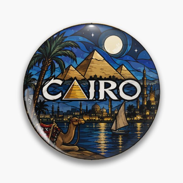 Item preview, Cairo Egypt Piramids Stained Glass Art Travel designed and sold by TomFrontierArt.