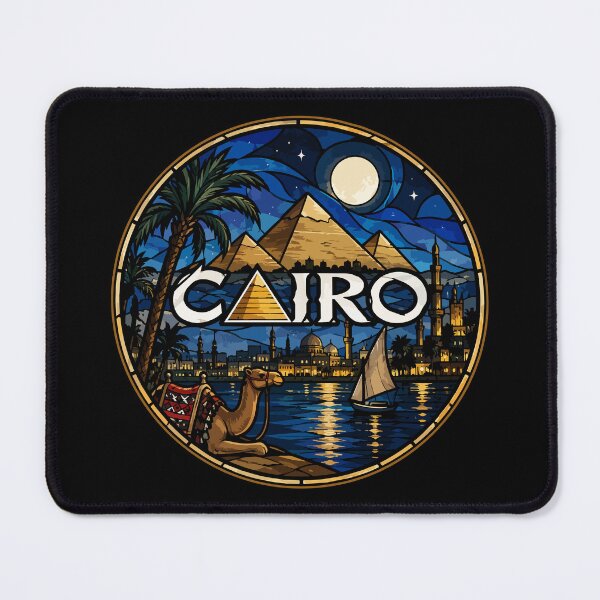 Item preview, Cairo Egypt Piramids Stained Glass Art Travel designed and sold by TomFrontierArt.