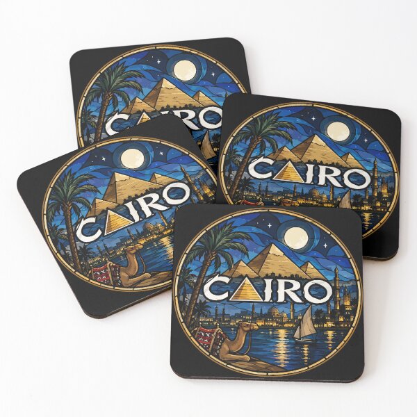 Item preview, Cairo Egypt Piramids Stained Glass Art Travel designed and sold by TomFrontierArt.