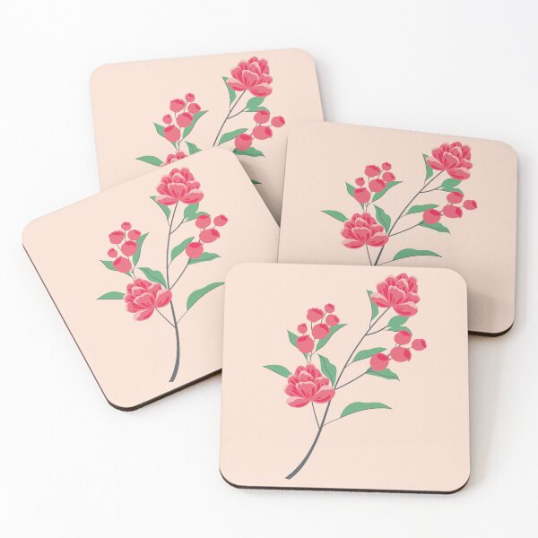 Item preview, Elegant Pink Blossoms with Decorative Green Foliage designed and sold by connorfriesen.