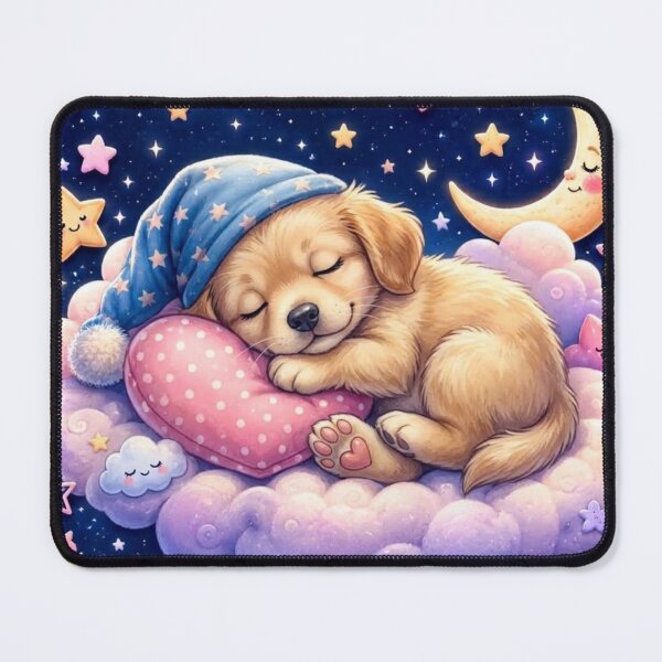 Item preview, Sweet Dreams Sleeping Puppy – Cute Kawaii Dog Under the Moon & Stars designed and sold by MoodLay.