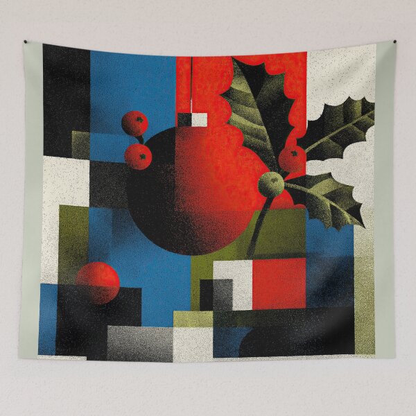 Item preview, Mid Century Geometric Christmas Ornament with Holly designed and sold by colorful-white.