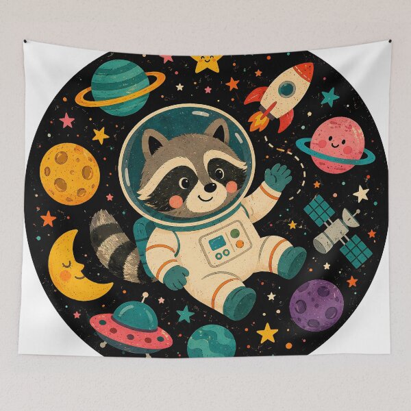 Item preview, Wall Art - Postcard - #7 - Space Raccoon Adventure Sticker designed and sold by ForeverPrintsOK.
