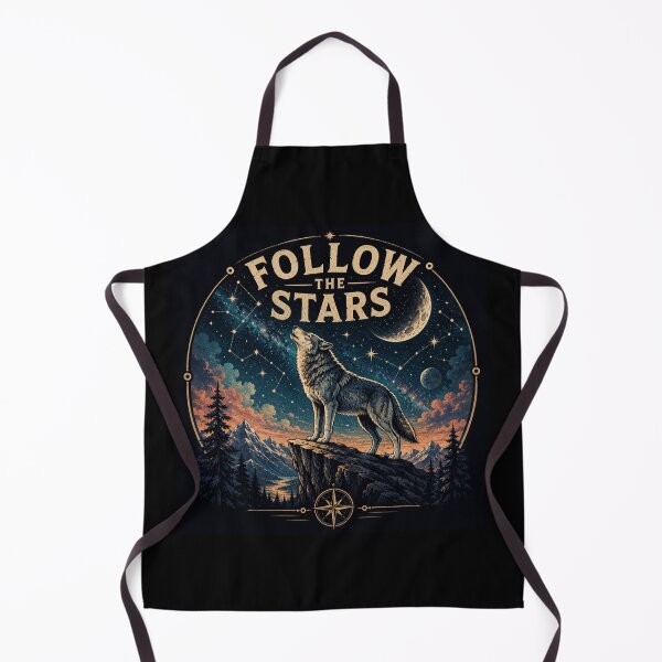 Item preview, Follow the Stars – Cosmic Wolf Wilderness Illustration designed and sold by Dogandesighn.