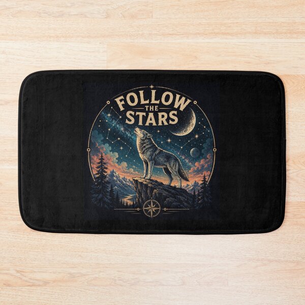 Item preview, Follow the Stars – Cosmic Wolf Wilderness Illustration designed and sold by Dogandesighn.