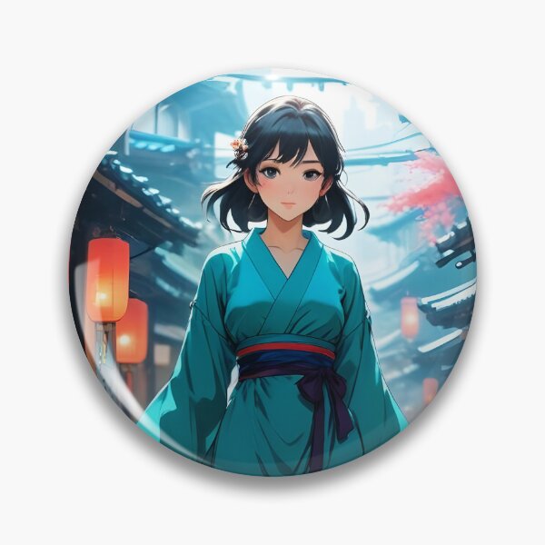 Item preview, Anime girl in a turquoise kimono designed and sold by peterhlorenz.