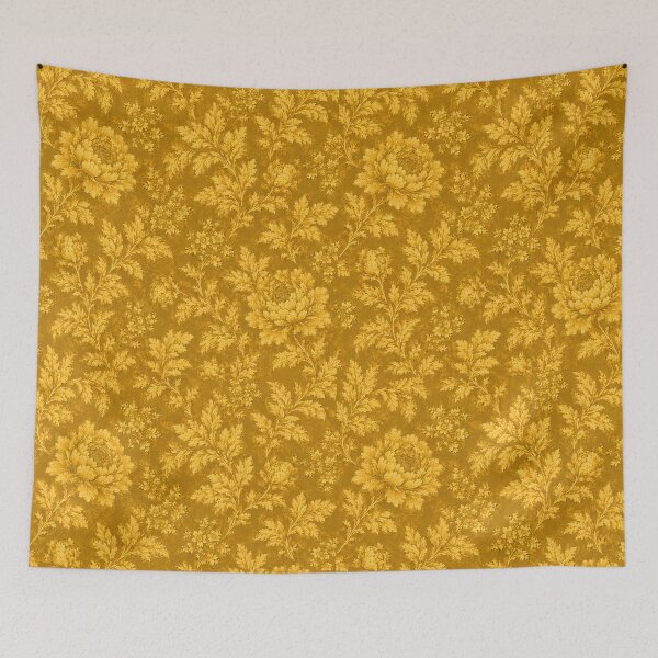 Item preview, mustard yellow tonal floral designed and sold by Sandy Beach Decor.