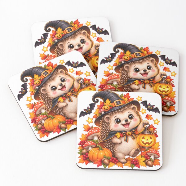 Item preview, Whimsical Halloween Hedgehog – Witch Hat & Pumpkin Lantern designed and sold by Clothes With Smiling Animals Walt Gral.