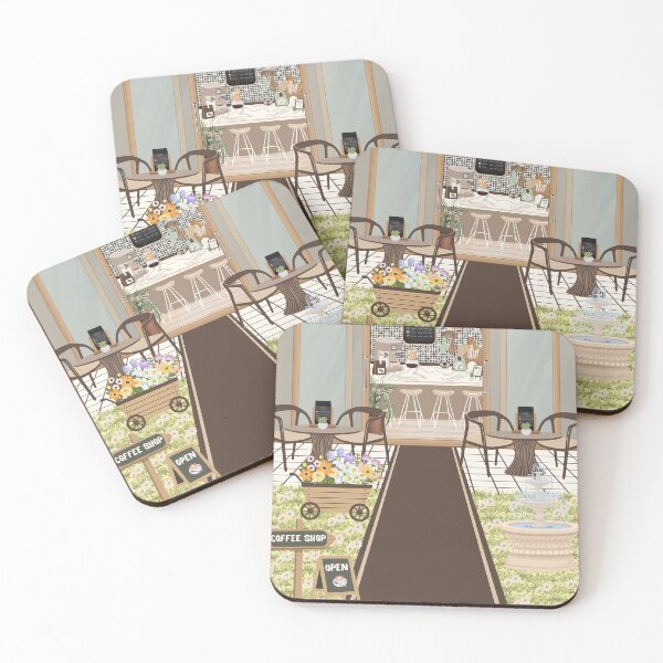 Item preview, Cozy Coffee Shop Storefront and Floral Cafe Aesthetic Illustration designed and sold by HBBS DESIGNS.