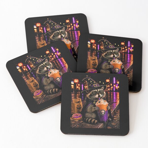 Item preview, Halloween Raccoon Drinking Coffee Spooky Raccoon Lover designed and sold by Byhergawaa.