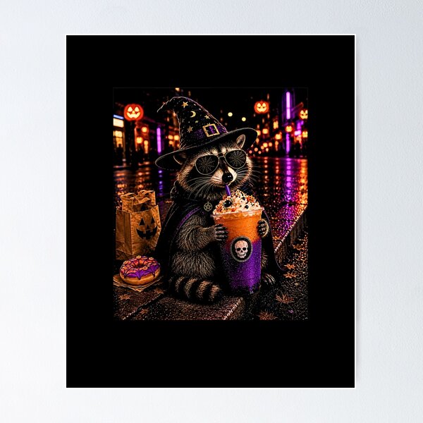 Item preview, Halloween Raccoon Drinking Coffee Spooky Raccoon Lover designed and sold by Byhergawaa.