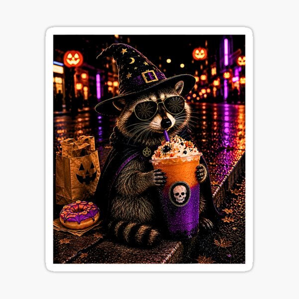 Item preview, Halloween Raccoon Drinking Coffee Spooky Raccoon Lover designed and sold by Byhergawaa.