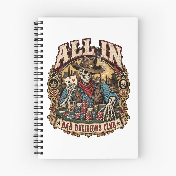 Item preview, All In Bad Decisions Club – Skeleton Cowboy Poker designed and sold by Breisey.