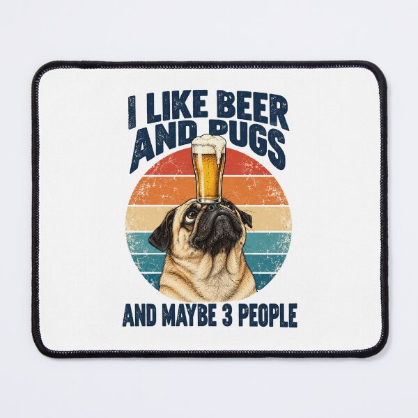 Item preview, Beer Lover Pug with Retro Vintage Funny Dog Art designed and sold by ROUX-ART.