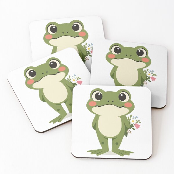 Item preview, Cute Frog Cartoon with Flower Bouquet  designed and sold by stylishdzign.