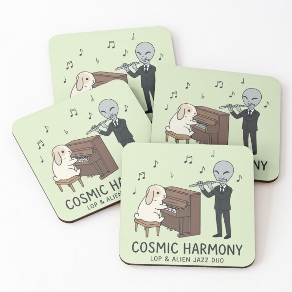 Item preview, Cosmic Harmony – Rabbit and Alien Jazz Duo Illustration designed and sold by Dogandesighn.