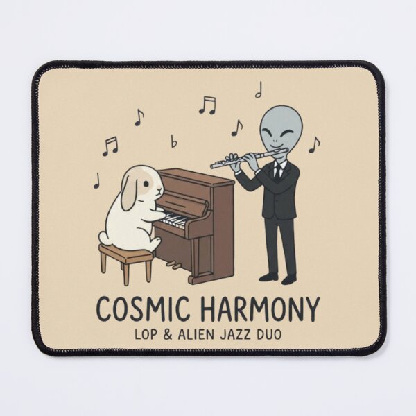 Item preview, Cosmic Harmony – Rabbit and Alien Jazz Duo Illustration designed and sold by Dogandesighn.