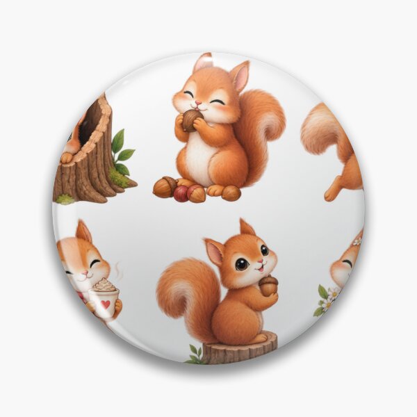 Item preview, Cute Kawaii Autumn Squirrel Chibi Clipart Sheet, Adorable Forest Animal Sticker Pack designed and sold by Rehnair.