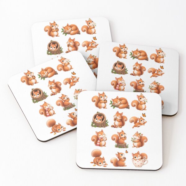 Item preview, Cute Kawaii Autumn Squirrel Chibi Clipart Sheet, Adorable Forest Animal Sticker Pack designed and sold by Rehnair.