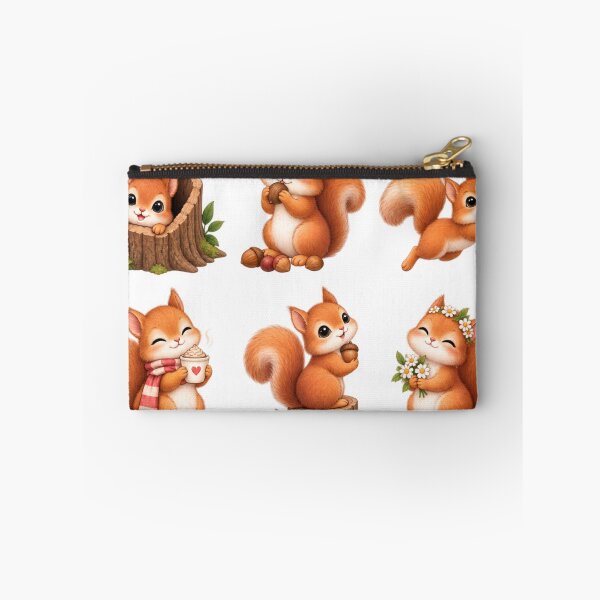 Item preview, Cute Kawaii Autumn Squirrel Chibi Clipart Sheet, Adorable Forest Animal Sticker Pack designed and sold by Rehnair.