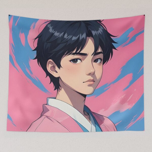 Item preview, Anime boy in a pink kimono designed and sold by peterhlorenz.