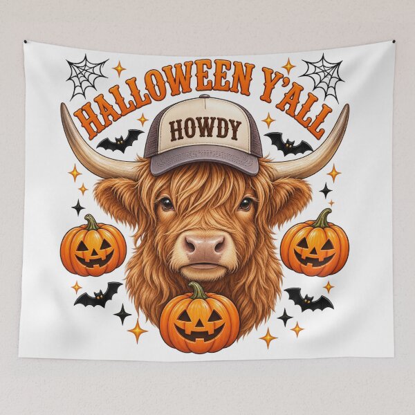 Item preview, Howdy Halloween Highland Cow Pumpkin designed and sold by Erin-Hurt.