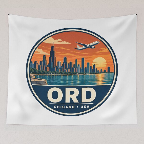 Item preview, ORD Chicago Airport Code Retro Travel Badge designed and sold by CLOUTKULT.
