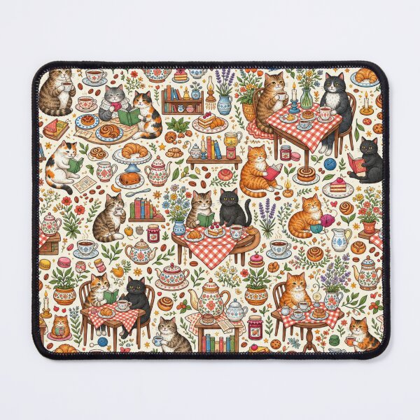 Item preview, Cozy Cat Tea Party Pattern designed and sold by Iampoji.