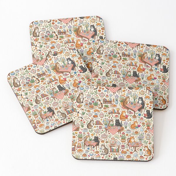 Item preview, Cozy Cat Tea Party Pattern designed and sold by Iampoji.