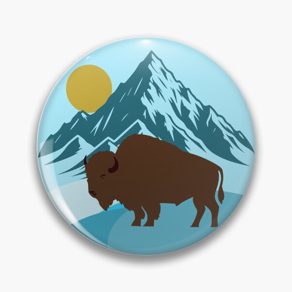 Item preview, Bison and Mountains Circle Badge Art designed and sold by KhrystallineArt.