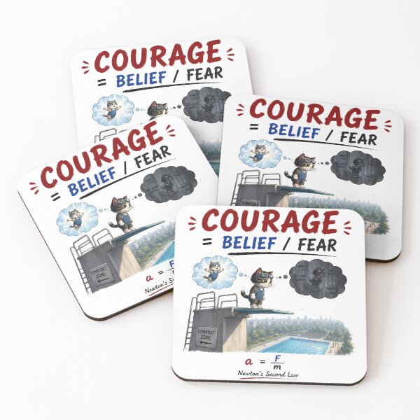 Item preview, THE EQUATION OF COURAGE | Funny Cat Newton Physics Pun designed and sold by ianm1028.
