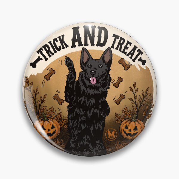 Item preview, trick AND treat | Mudi dog halloween-themed sticker magnet designed and sold by Mudiful.